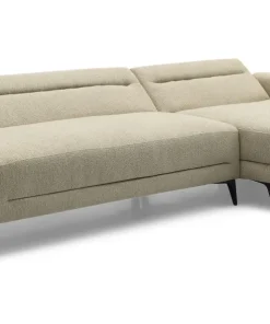 Canapé d'angle convertible avec méridienne arrondie Milord Tissu texturé taupe