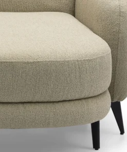 Canapé d'angle convertible avec méridienne arrondie Milord Tissu texturé taupe