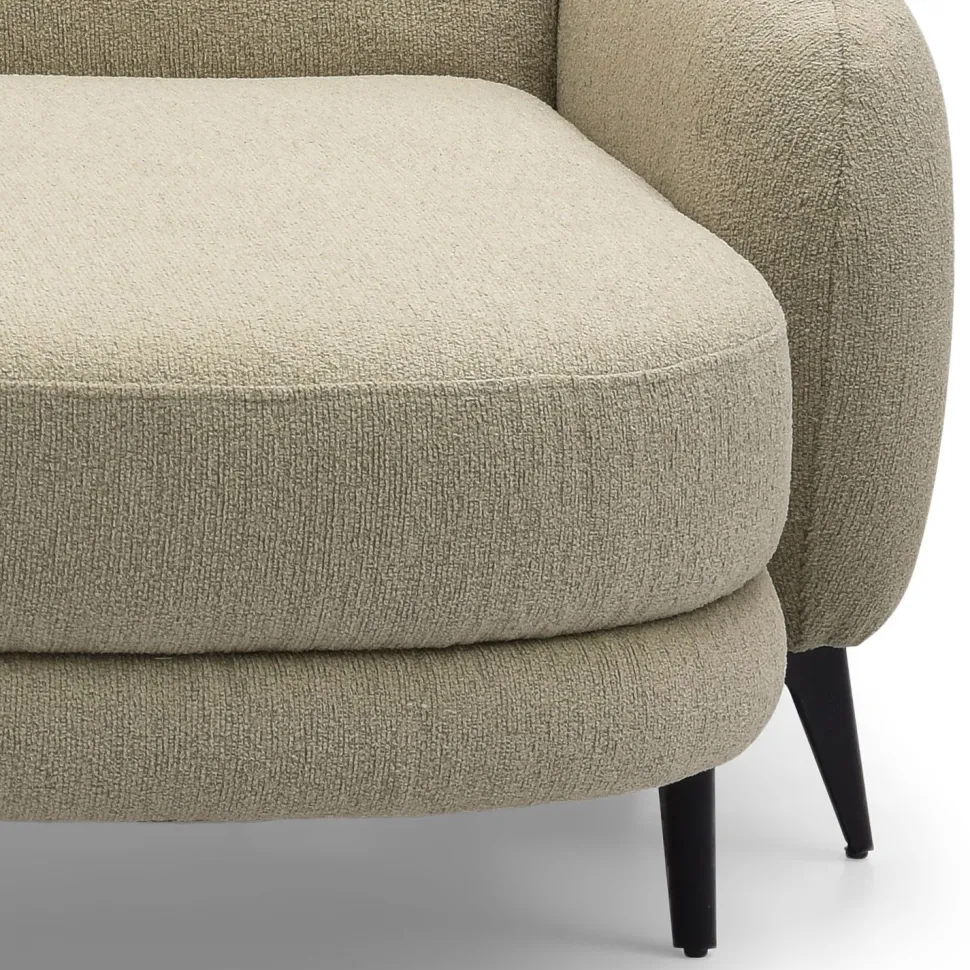 Canapé d'angle convertible avec méridienne arrondie Milord Tissu texturé taupe