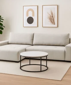 Canapé d'angle convertible élégant Malone Tissu Beige