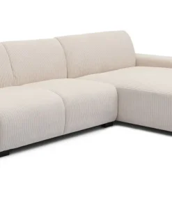Canapé d'angle moderne 288cm Wallis Velours côtelé Crème