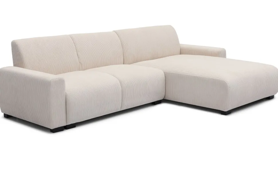 Canapé d'angle moderne 288cm Wallis Velours côtelé Crème