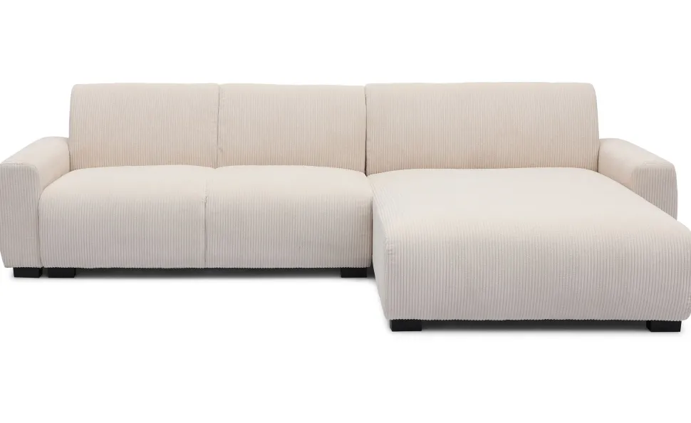Canapé d'angle moderne 288cm Wallis Velours côtelé Crème