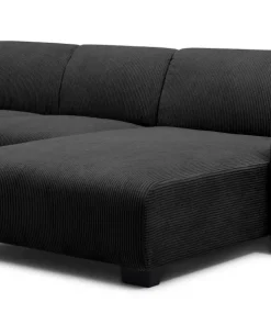 Canapé d'angle moderne 288cm Wallis Velours côtelé Noir