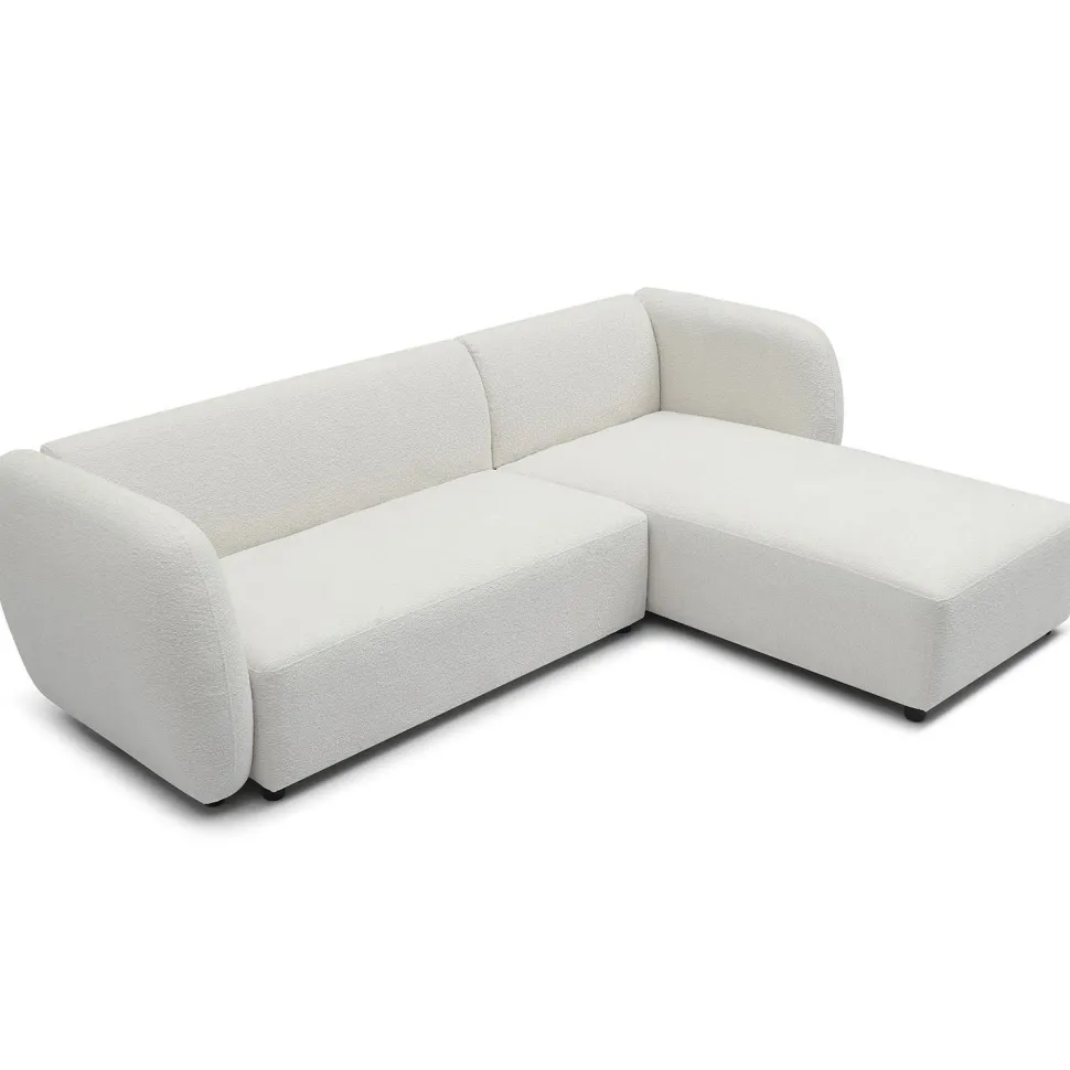 Canapé d'angle réversible moderne Larry Tissu bouclette Crème