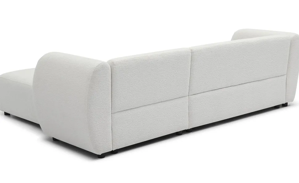 Canapé d'angle réversible moderne Larry Tissu bouclette Crème