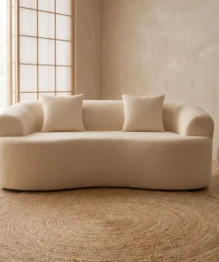 Canapé incurvé 2 places Harmonia Tissu teddy Beige