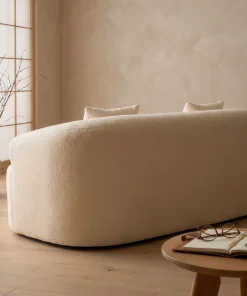 Canapé incurvé 2 places Harmonia Tissu teddy Beige