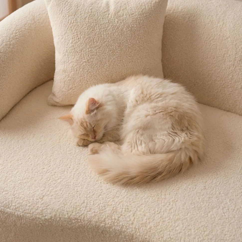 Canapé incurvé 2 places Harmonia Tissu teddy Beige
