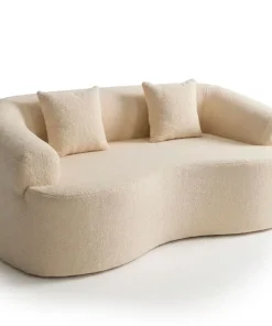 Canapé incurvé 2 places Harmonia Tissu teddy Beige
