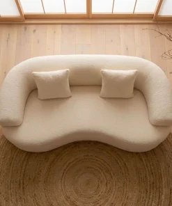 Canapé incurvé 2 places Harmonia Tissu teddy Beige