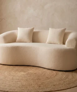Canapé incurvé 2 places Harmonia Tissu teddy Beige