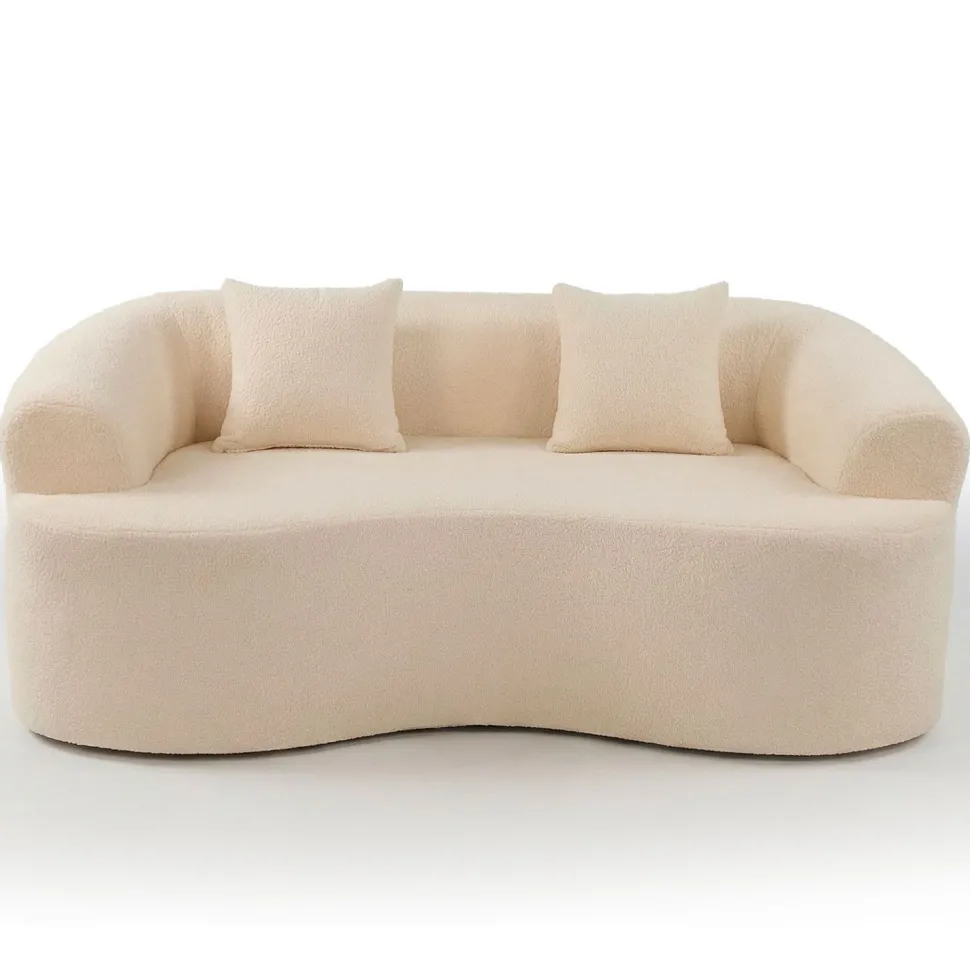 Canapé incurvé 2 places Harmonia Tissu teddy Beige