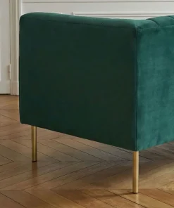 Canapé moderne 3 places à coutures verticales Sacramento Velours Vert