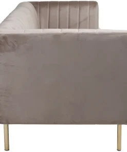 Canapé moderne 3 places à coutures verticales Sacramento Velours Taupe