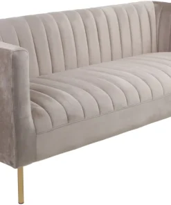 Canapé moderne 3 places à coutures verticales Sacramento Velours Taupe