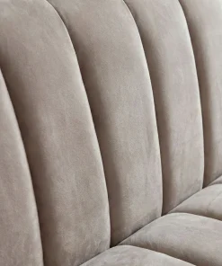 Canapé moderne 3 places à coutures verticales Sacramento Velours Taupe
