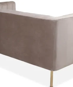 Canapé moderne 2 places à coutures verticales Sacramento Velours Taupe