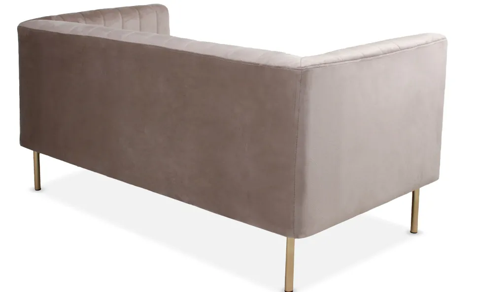 Canapé moderne 2 places à coutures verticales Sacramento Velours Taupe