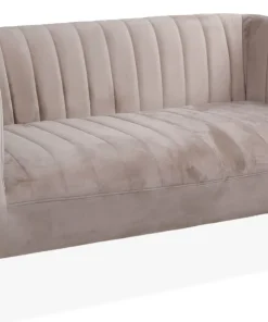 Canapé moderne 2 places à coutures verticales Sacramento Velours Taupe