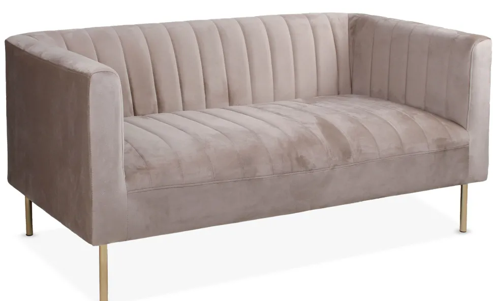 Canapé moderne 2 places à coutures verticales Sacramento Velours Taupe