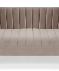 Canapé moderne 2 places à coutures verticales Sacramento Velours Taupe