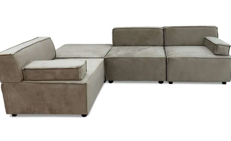 Canapé modulable Benoit Velours Taupe grisé
