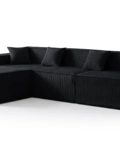 Canapé modulable en angle avec pouf Archiduc Velours Noir