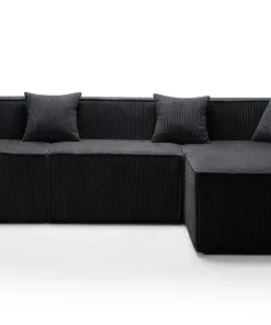 Canapé modulable en angle avec pouf Archiduc Velours Noir