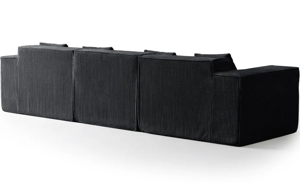 Canapé modulable en angle avec pouf Archiduc Velours Noir