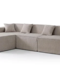 Canapé modulable en angle avec pouf Archiduc Velours côtelé Taupe