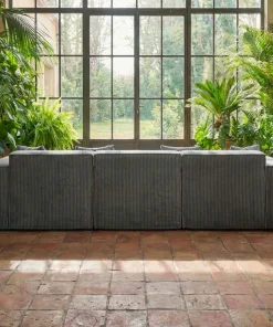 Canapé modulable en angle avec pouf Archiduc Velours côtelé Gris foncé