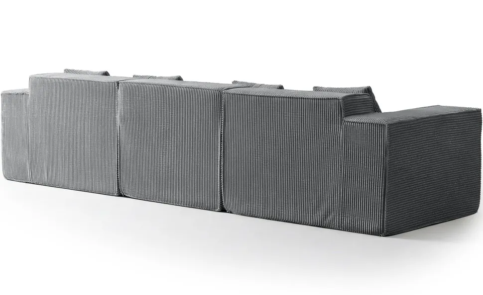 Canapé modulable en angle avec pouf Archiduc Velours côtelé Gris foncé