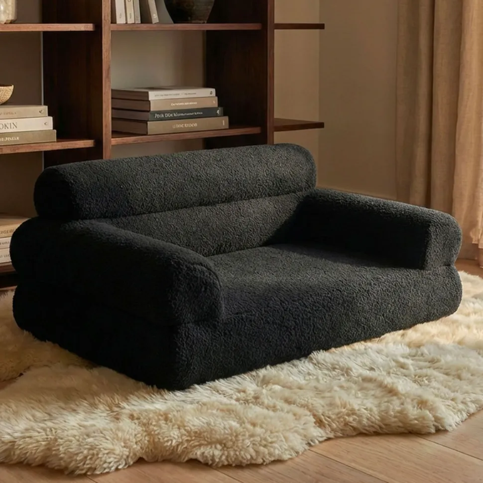 Canapé pour chien et chat Titou 50x80 Tissu Bouclette Noir