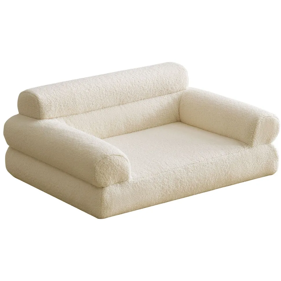 Canapé pour chien et chat Titou 50x80 Tissu Bouclette Crème
