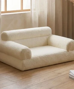 Canapé pour chien et chat Titou 50x80 Tissu Bouclette Crème