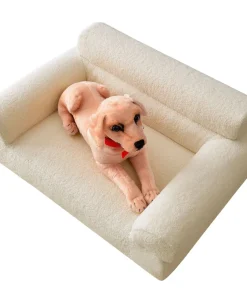 Canapé pour chien et chat Titou 50x80 Tissu Bouclette Crème