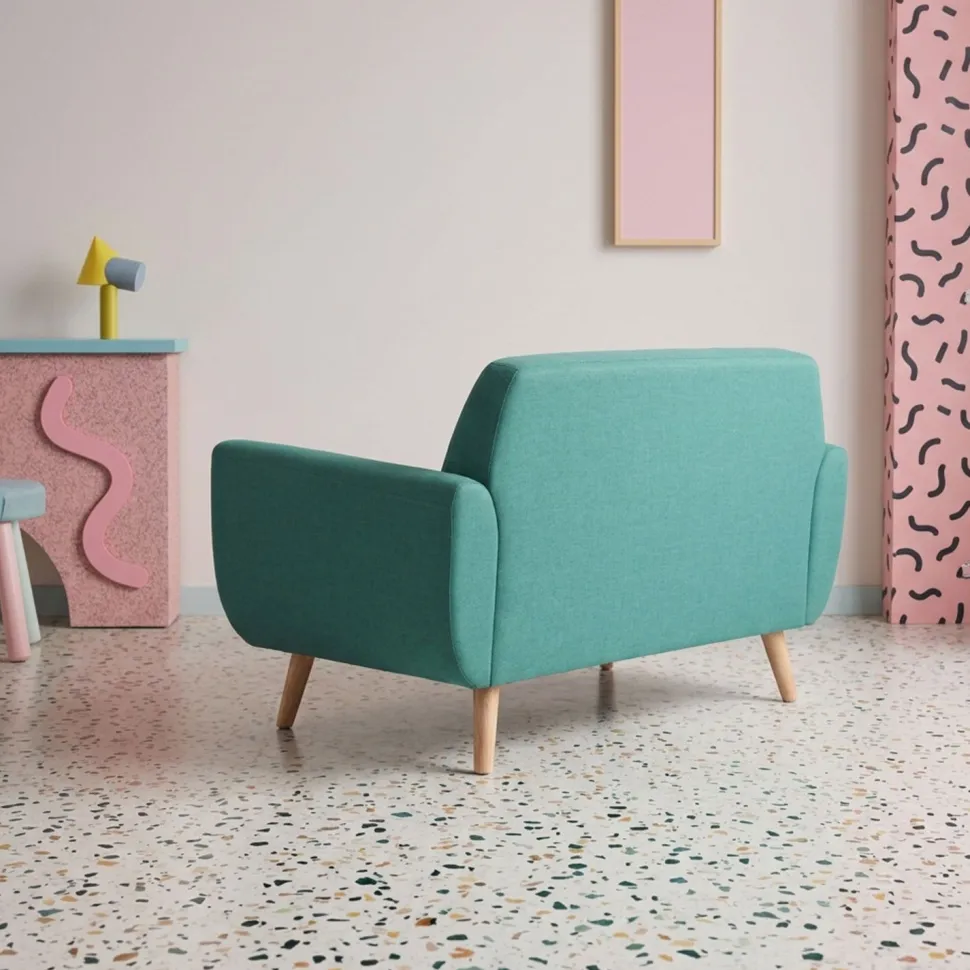 Canapé scandinave 2 places Danube Tissu Bleu-Vert