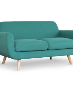 Canapé scandinave 2 places Danube Tissu Bleu-Vert