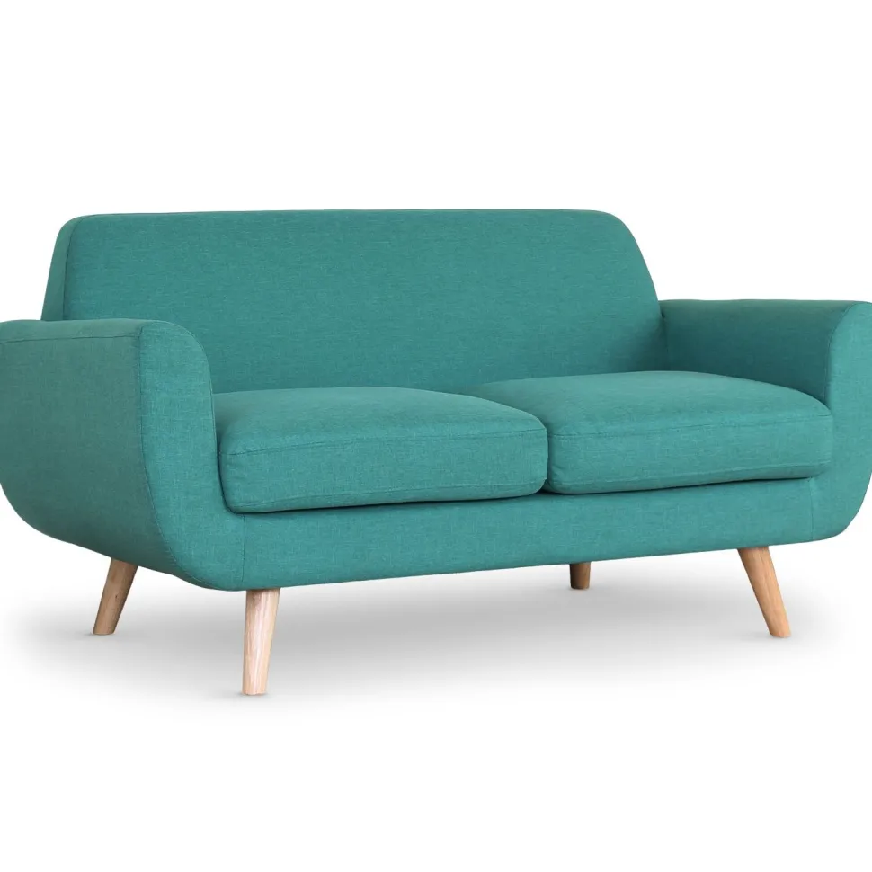 Canapé scandinave 2 places Danube Tissu Bleu-Vert