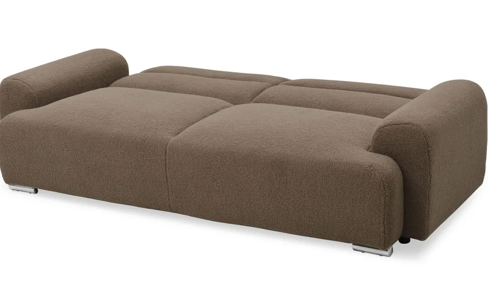 Canapé-lit clic-clac 3 places confort Lucille Tissu bouclette Taupe