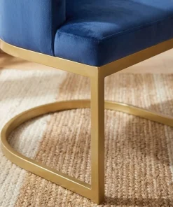 Chaise / Fauteuil Noellie Velours Bleu pieds Or