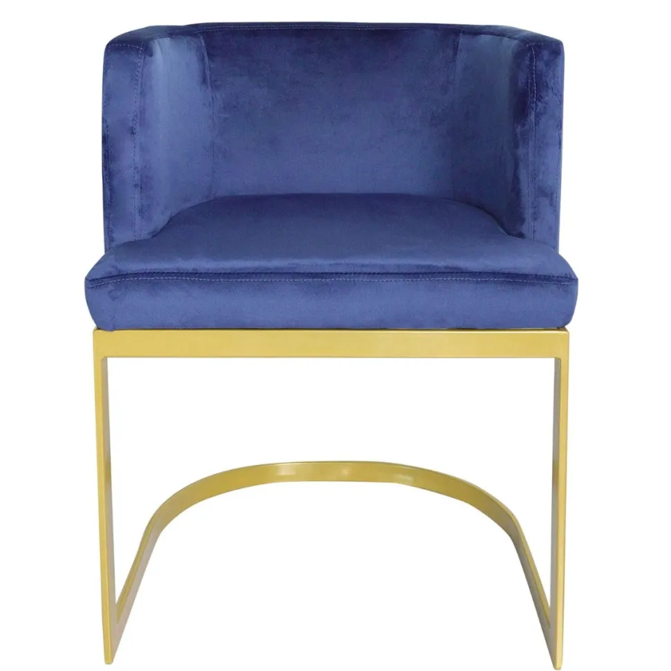 Chaise / Fauteuil Noellie Velours Bleu pieds Or