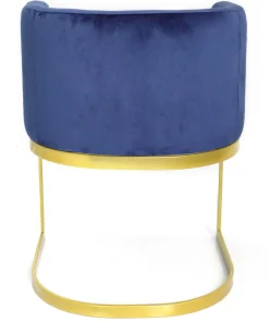 Chaise / Fauteuil Noellie Velours Bleu pieds Or
