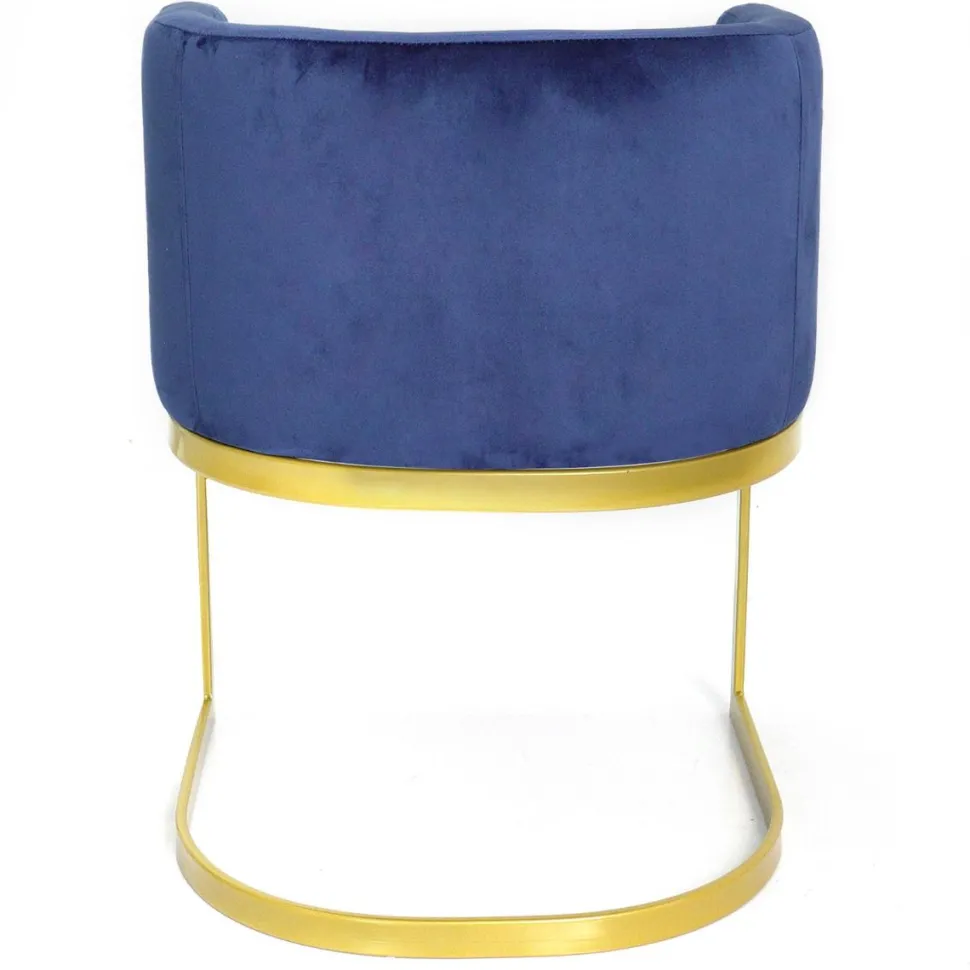 Chaise / Fauteuil Noellie Velours Bleu pieds Or