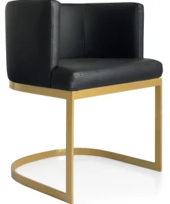 Chaise / Fauteuil Noellie Simili P.U. Noir pieds Or