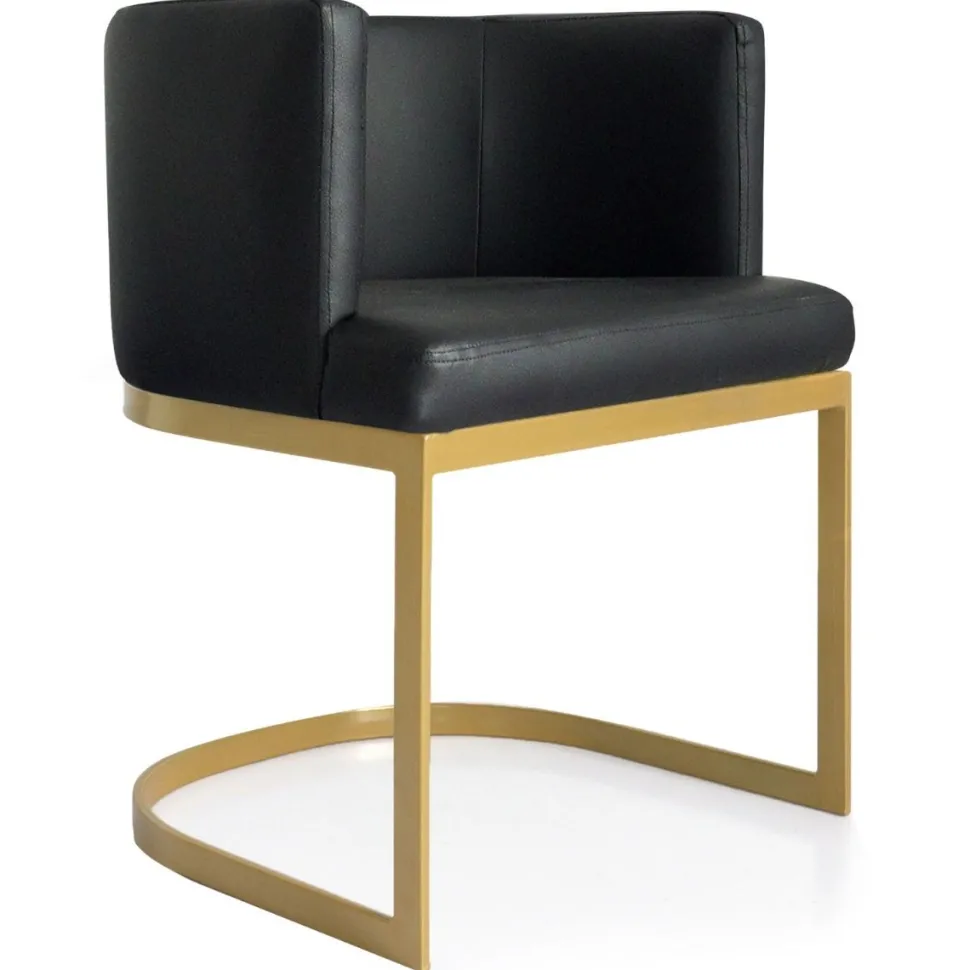 Chaise / Fauteuil Noellie Simili P.U. Noir pieds Or