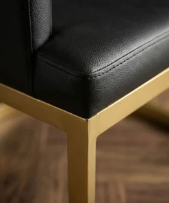 Chaise / Fauteuil Noellie Simili P.U. Noir pieds Or