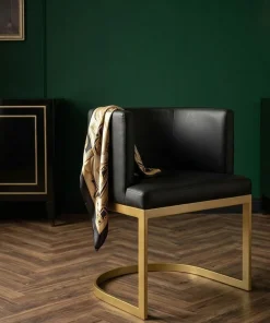 Chaise / Fauteuil Noellie Simili P.U. Noir pieds Or