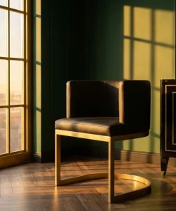 Chaise / Fauteuil Noellie Simili P.U. Noir pieds Or